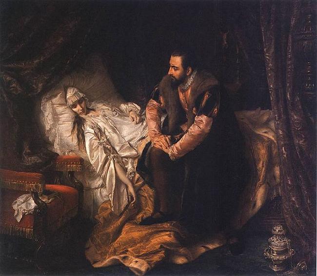 Jozef Simmler Barbararadziwill death 19th century oil painting image